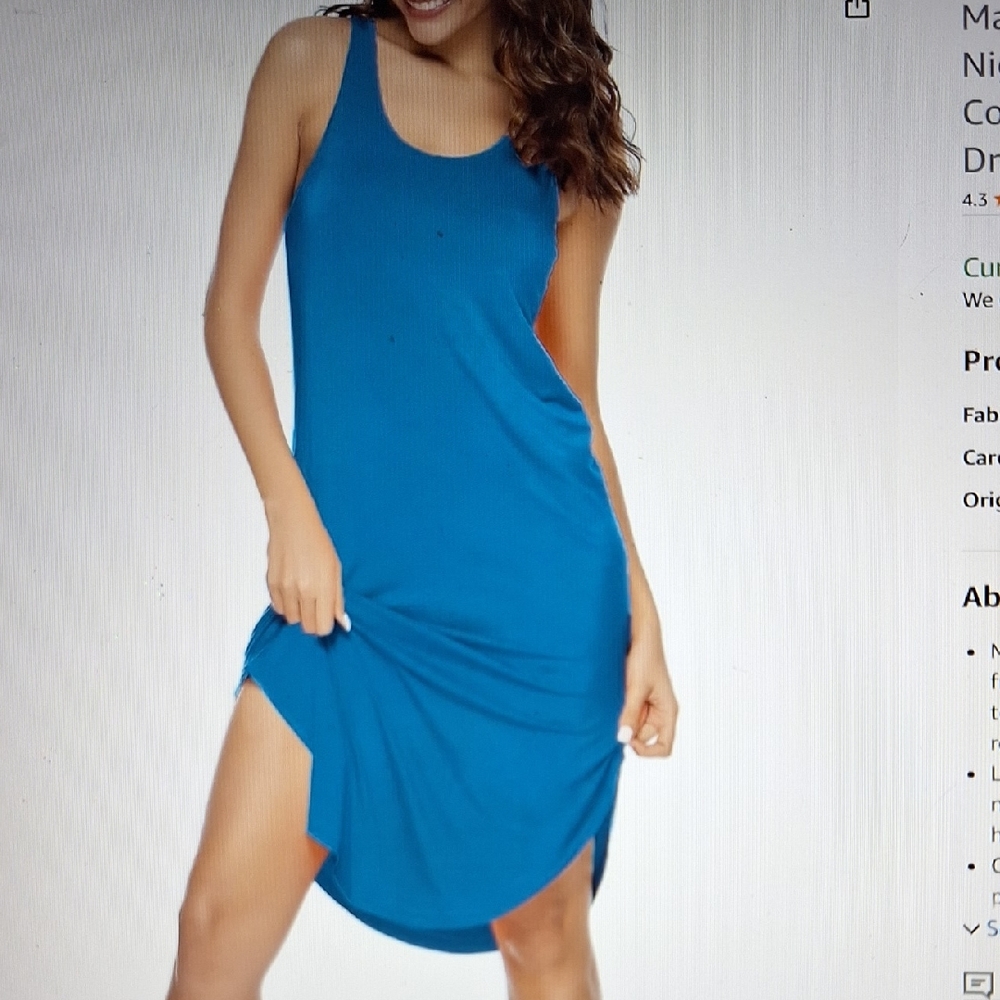 Blue Sleeveless Racerback Nightgown